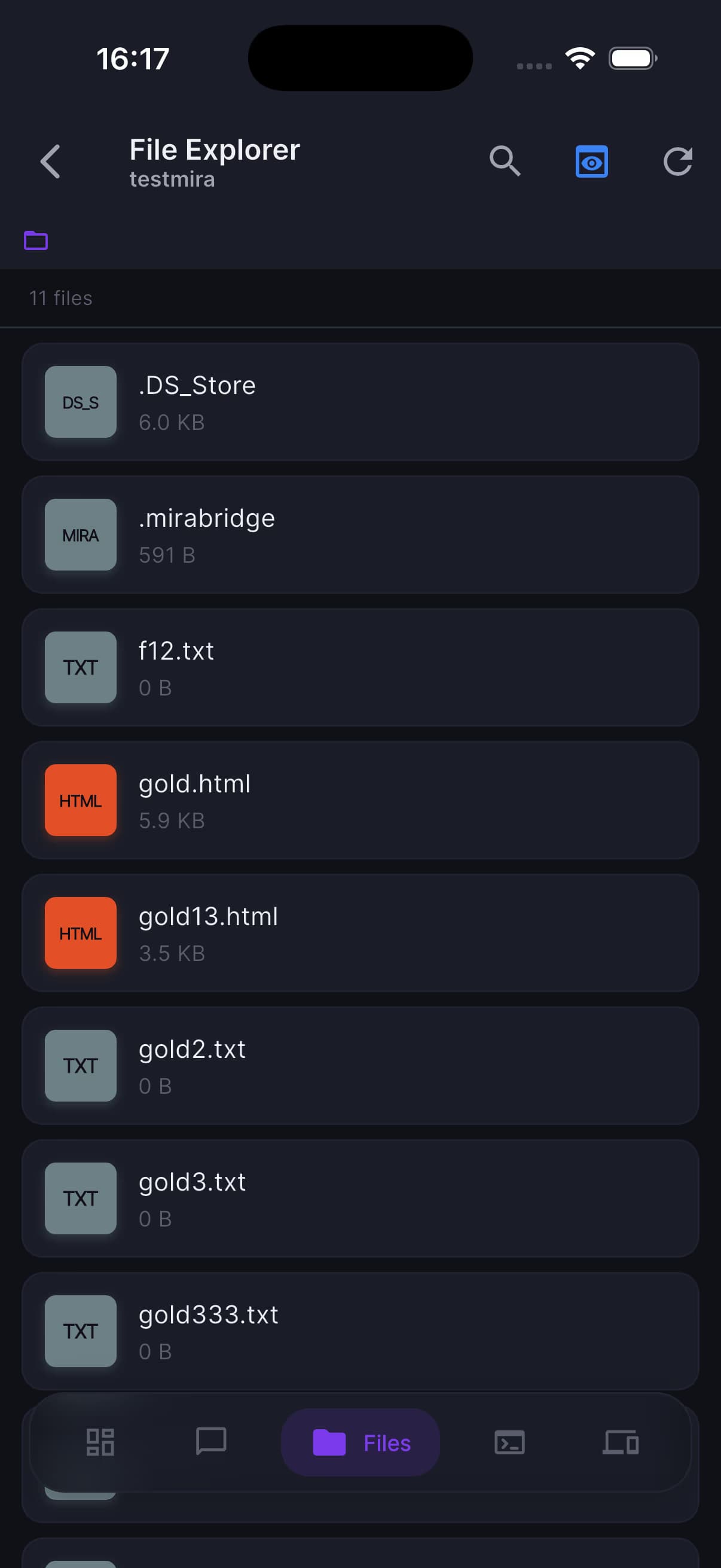 MiraBridge mobile app β See exactly which files the agent is touching.